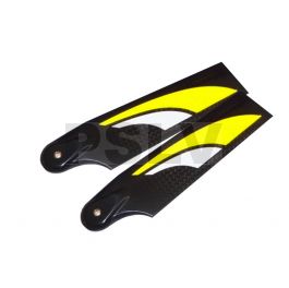 BY5080   SAB 80mm Carbon Fibre Tail Blades Yellow/White Goblin 500