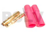 Q-C-0045 - 4.0mm gold plated connector with long red housing  